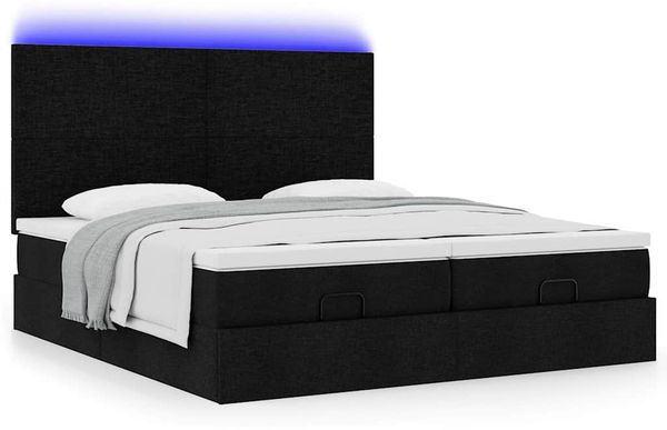 vidaXL Ottoman-Bett mit Matratzen & LEDs Schwarz 200x200 cm Stoff 3314529 Bild 6