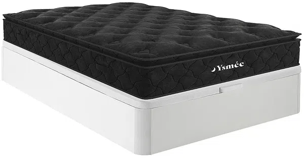 Vente-unique - BLACK DREAM Set aus Matratze und Bettgestell Holz, PlatteSamt SchwarzWeiß - B 140 cm x H 30 cm28 cm x L 190 cm