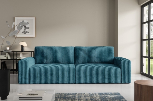 Sofa 3-Sitzer mit Schlaffunktion NATALIA in Stoff Tilia Blau