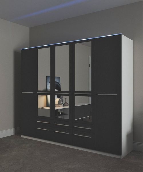 priess Kleiderschrank Schrank Garderobe Wäscheschrank Barcelona in 5 Breiten viel Stauraum, geräumige Schubkästen, mit Spiegel, MADE IN GERMANY