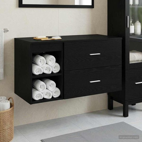 vidaXL Badezimmermöbel-Set 2 pcs Schwarze Eiche Holzwerkstoff 3403937