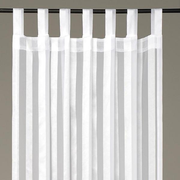 Dekoschal Gardine Vorhang Streifen halbtransparent Auswahl: Schlaufenschal 140x 175cm weiß - perlweiß