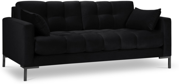 Micadoni Sofa Mamaia 3-Sitzer Samt Bluvel Schwarz schwarze Beine