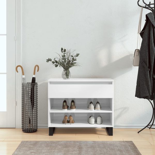 vidaXL Schuhregal Hochglanz-Weiß 70x36x60 cm Holzwerkstoff 831446