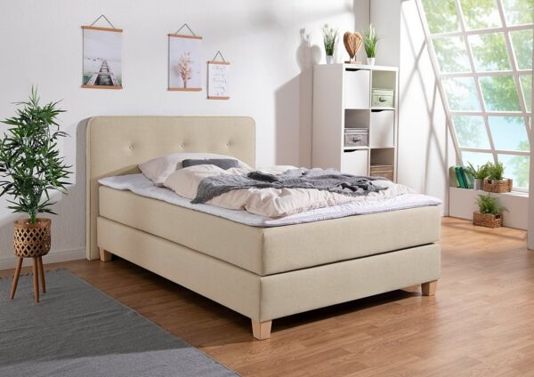Home affaire Boxspringbett Fargo, inkl. Topper, in 3 Matratzenarten, in Samt- oder Strukturstoff