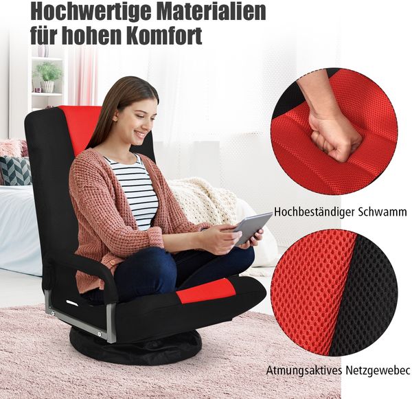 Bodenstuhl drehbar Bodensessel Relaxsessel Bodensofa Lazy Sofa Rot