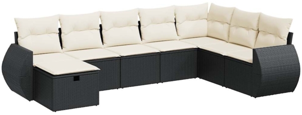 vidaXL 8-tlg. Garten-Sofagarnitur mit Kissen Schwarz Poly Rattan 3325632