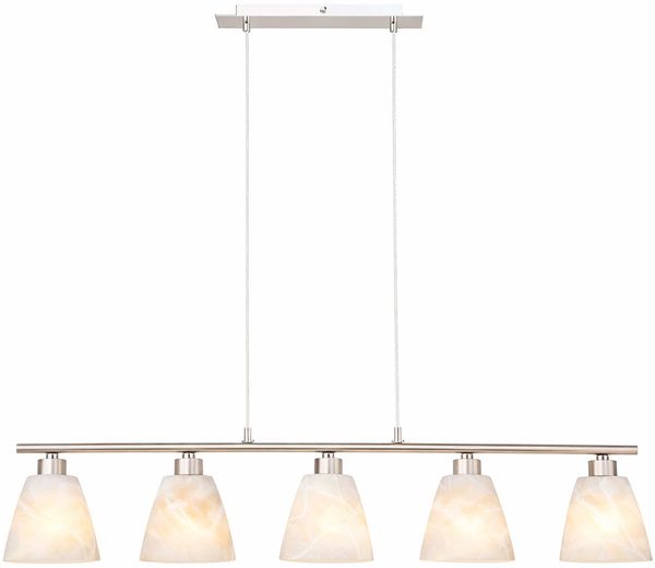 Hängeleuchte, Glas weiß, Alabaster Optik, nickel, L 93 cm