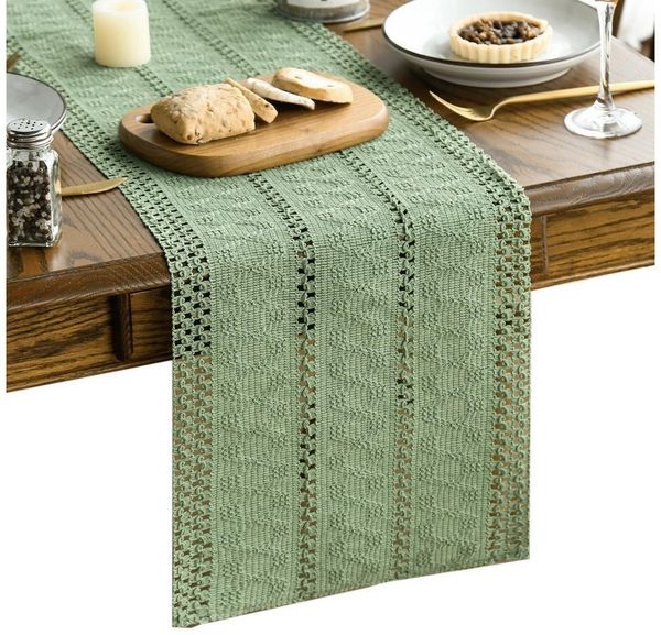 Agger Tischläufer Tischläufer im Landhausstil mit offenem Webmuster, Deko für Küche & Esstisch, Partydekoration — 30x 140 CM