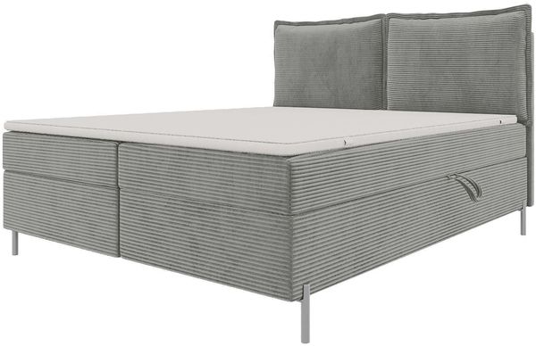 Boxspringbett Elysio - Cordstoff - hellgrau - 200x200 cm