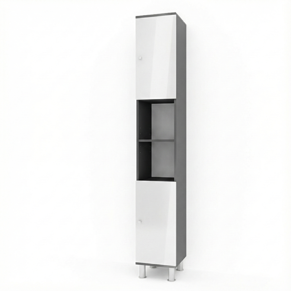 Vicco 'Fynn' Hochschrank, Spanplatte, 30 x 190 x 30 cm, Weiß / Anthrazit