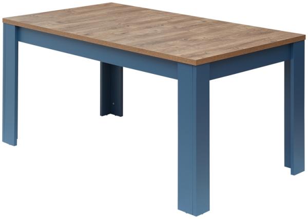 DIJON Esstisch ausziehbar in Parisian Blue, Haveleiche Cognac Optik - Ausziehbarer Esstisch für Ihr Wohn- & Esszimmer - 160-240 x 76 x 90 cm (B/H/T)