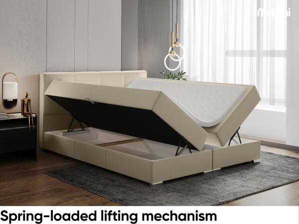 MEBLINI Boxspringbett ELIZABETH 160x200 cm mit Bettkasten - H3B/Beige Samt Polsterbett - Doppelbett mit Topper & Bonellfederkern-Matratze Bild 4