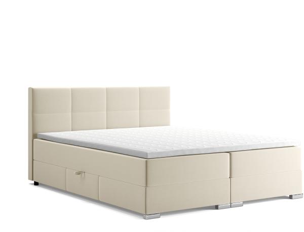 MEBLINI Boxspringbett ELIZABETH 160x200 cm mit Bettkasten - H3B/Beige Samt Polsterbett - Doppelbett mit Topper & Bonellfederkern-Matratze Bild 2