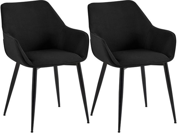 2er Set Esszimmerstuhl HORID - Stoff Schwarz 52x63x82 cm | Essstühle Esszimmerstühle Küchenstühle Wohnzimmerstühle