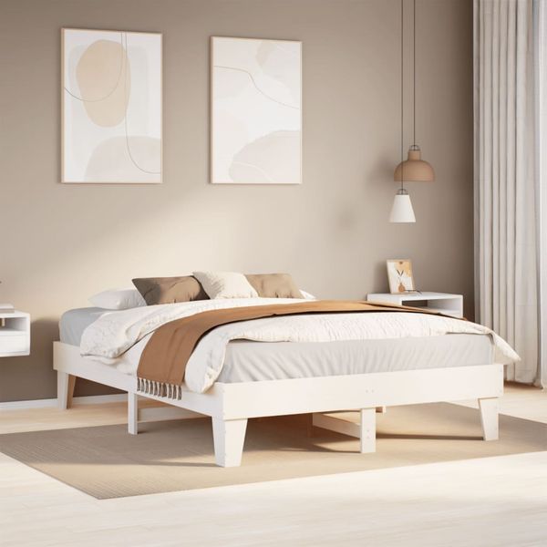 vidaXL Massivholzbett ohne Matratze Weiß 140x190 cm Kiefernholz 855368