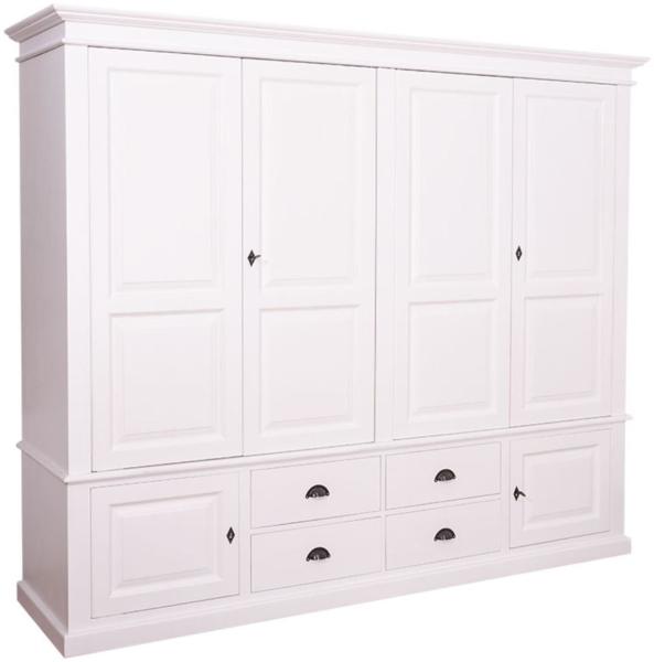 Casa Padrino Landhausstil Kleiderschrank Weiß 232 x 59 x H. 197 cm - Schlafzimmermöbel im Landhausstil