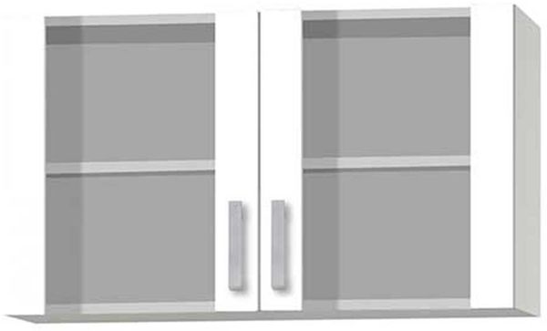 Vitrinen-Oberschrank Optimal / Opti-Kult, Holzwerkstoff, Kunststoff, Weiß, 100 x 58 x 35 cm