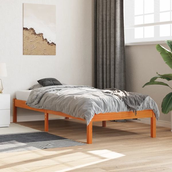 vidaXL Massivholzbett ohne Matratze Wachsbraun 100x200 Kiefernholz 844851