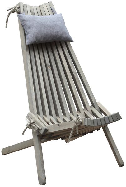 Faltbarer Gartensessel Relaxsessel FALUN Aschgrau mit Kopfkissen