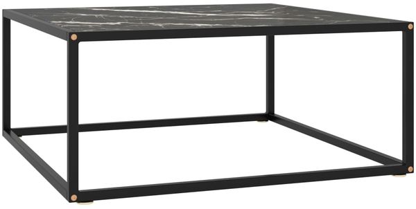 vidaXL Couchtisch Schwarz mit Schwarzem Glas in Marmor-Optik 80x80x35 322878