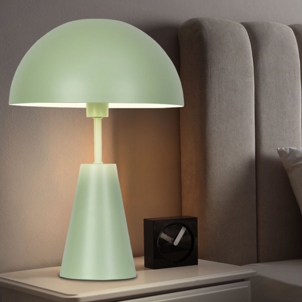 NOWA Tischleuchte, Leuchtmittel nicht inklusive, Tischlampe Nachttischleuchte Wohnzimmerlampe Pilz grün Metall H 36 cm