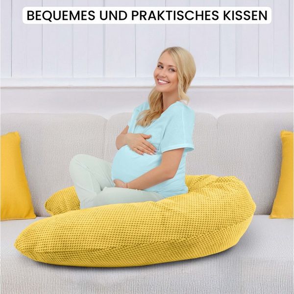 Amilian Stillkissen XXL 170 cm – Schwangerschaftskissen mit abnehmbarem Bezug, Komfortkissen für Erwachsene - Kuschelkissen für Baby, Pregnancy Pillow, Seitenschläferkissen, Lagerungskissen