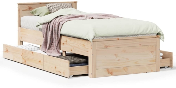 vidaXL Massivholzbett ohne Matratze mit Kopfteil 90x200 cm Kiefernholz 3308774