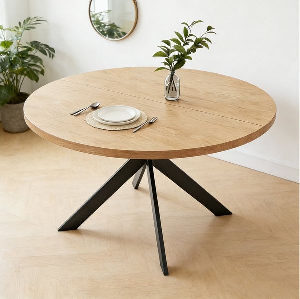 Jiexi Esstisch Runder Esstisch (115×75 cm), MDF-Tischplatte, Verstellbare Tischbeine
