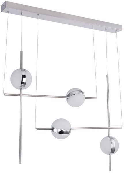 LED Hängeleuchte, Chrom, Kugeln opal, L 83 cm