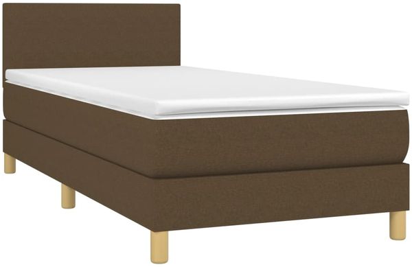 vidaXL Boxspringbett mit Matratze Stoff Dunkelbraun 90x200 cm Bild 3