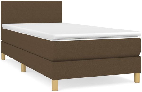 vidaXL Boxspringbett mit Matratze Stoff Dunkelbraun 90x200 cm Bild 2