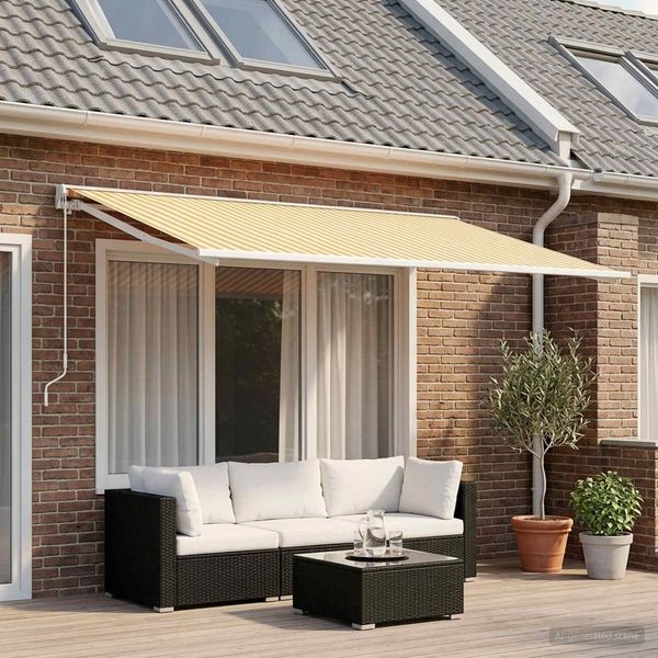 vidaXL Markisenersatzstoff Gelb und Weiß 250 x 200 cm Polyester 3444205