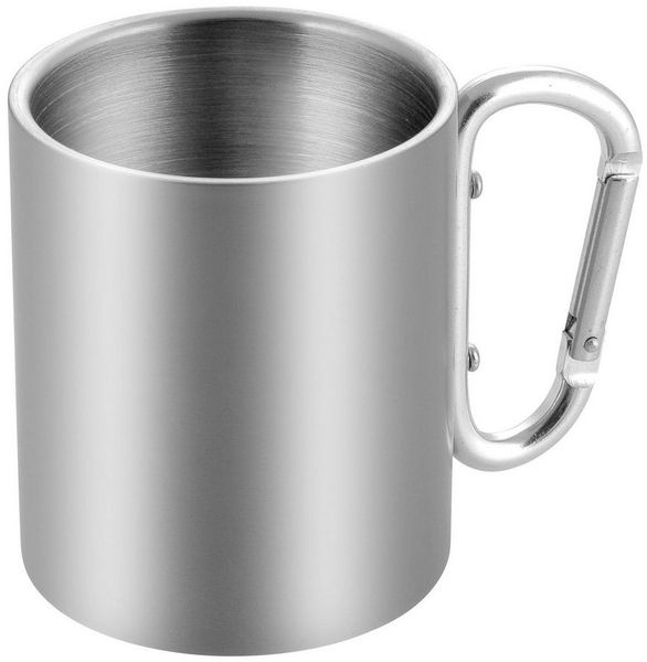 HAC24 Thermobecher Trinkbecher Isolierbecher Edelstahlbecher, 1-tlg, Edelstahl, mit Karabiner Doppelwandig 280 ml