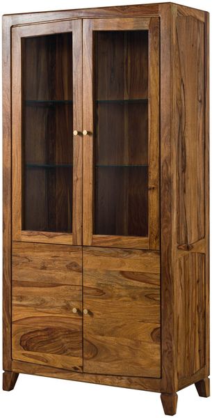 Vitrine Sheesham 100x45x200 braun lackiert ANCONA #135