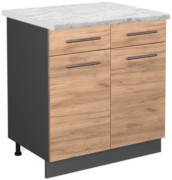 Küchenunterschrank Fame-Line Goldkraft Eiche 80 cm , AP Marmor Vicco