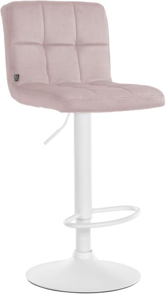 CLP Barhocker Peru Samtbezug höhenverstellbar drehbar mit Rückenlehne,weiß rosa