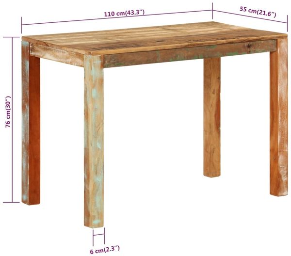 vidaXL Esstisch 110x55x76 cm Altholz Massiv 350314 Bild 8