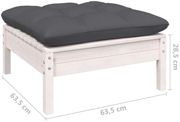 vidaXL 3-tlg. Garten-Lounge-Set mit Kissen Weiß Kiefer Massivholz 806665 Bild 11