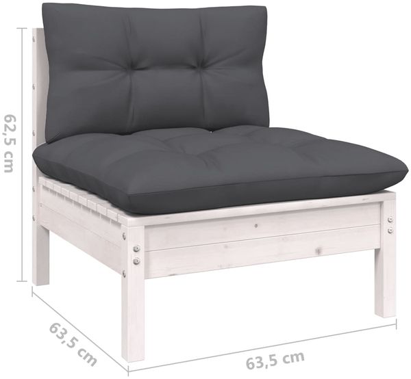 vidaXL 3-tlg. Garten-Lounge-Set mit Kissen Weiß Kiefer Massivholz 806665 Bild 10