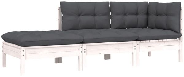 vidaXL 3-tlg. Garten-Lounge-Set mit Kissen Weiß Kiefer Massivholz 806665 Bild 2