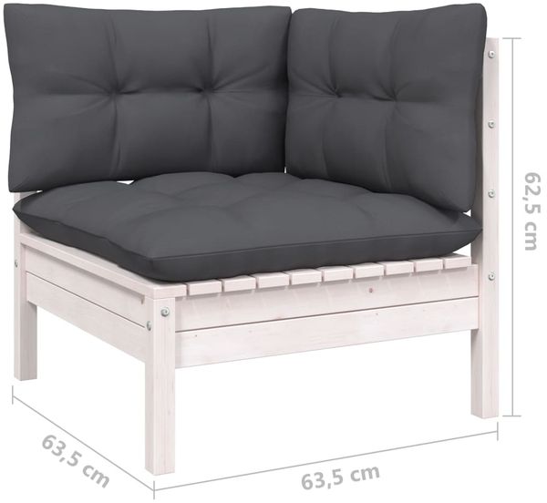 vidaXL 3-tlg. Garten-Lounge-Set mit Kissen Weiß Kiefer Massivholz 806665 Bild 9