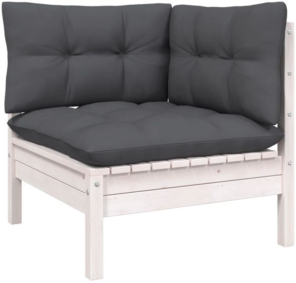 vidaXL 3-tlg. Garten-Lounge-Set mit Kissen Weiß Kiefer Massivholz 806665 Bild 3