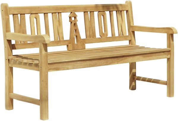 Gartenbank ORJAN 3-Sitzer mit Leuchtturm - 150cm Breit, Teak, Natur | Terrassenbank Wetterfest Sitzbank Outdoor Bank