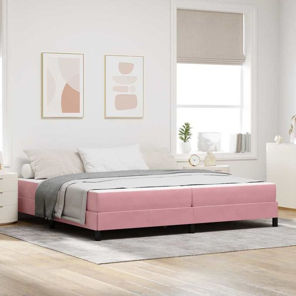 vidaXL Boxspringbett mit Matratze Rosa 200 x 200 cm Stoff 3398718