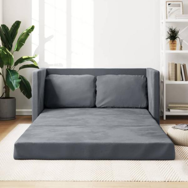 vidaXL Sofa Bodensofa mit Schlaffunktion Dunkelgrau 122x204x55 cm Samt