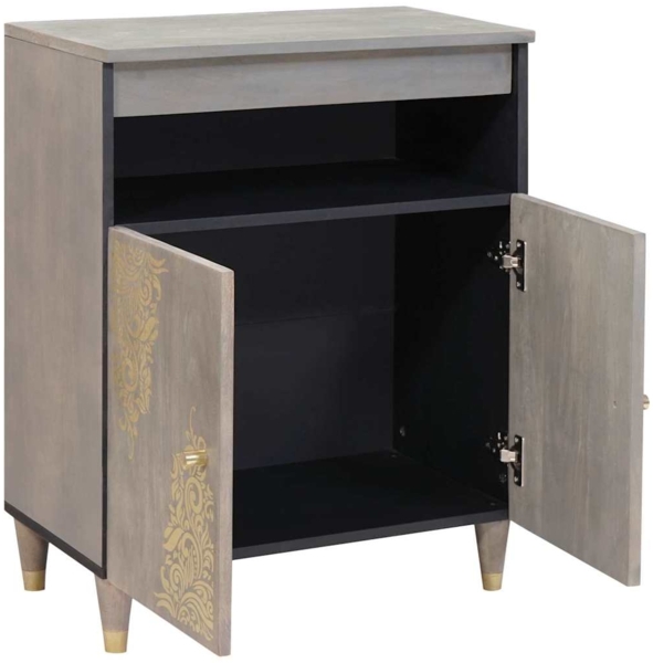 vidaXL Sideboard Grau und Gold 60 x 33 x 75 cm Massivholz Mango 4018797