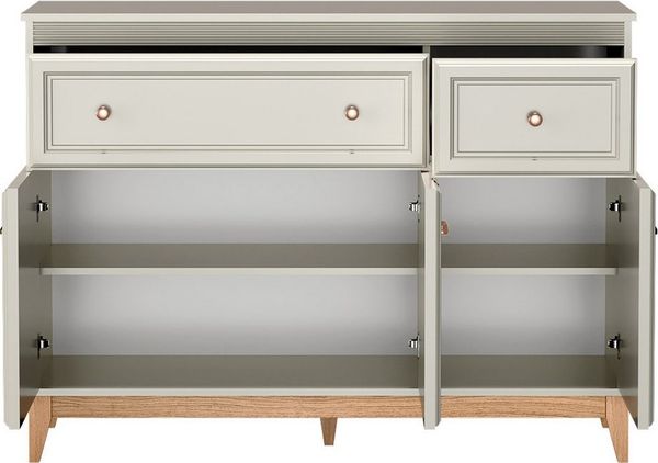Lomadox Kommode WILNA-161, 135,5 breit, Kaschmir, 3 Türen & 2 Schubalden, feine Profilfräsung
