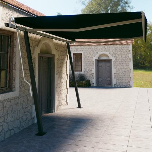 vidaXL Markise Manuell Einziehbar mit Pfosten 4,5x3 m Anthrazit 3070159