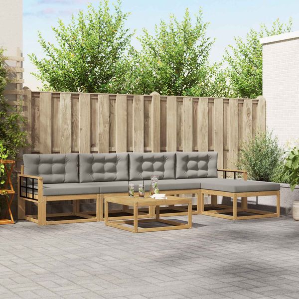 vidaXL Outdoor-Sofagarnitur 6 pcs Weiß und Hellgrau 79 x 79 x 37 cm 3386350